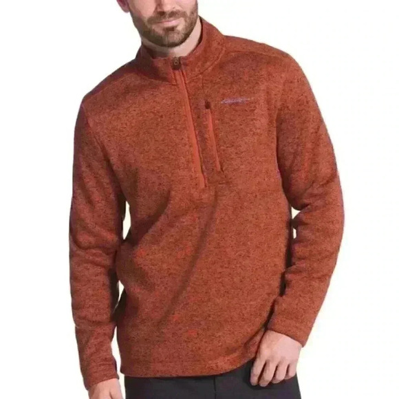 Eddie Bauer Other - Eddie Bauer Pullover Mens 2XL Burnt Orange Radiator Fleece 1/4 Zip Sweater Adobe